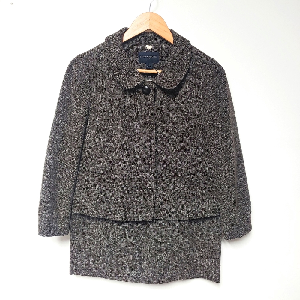 Banana Republic Wool Blend Lined 2 Piece Skirt Suit Sz 6